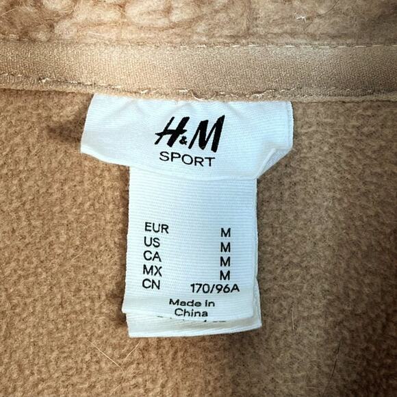 H&M Faux Shearling Pullover Sweatshirt Coat Jacket Teddy Camel Tan Beige - Picture 7 of 10